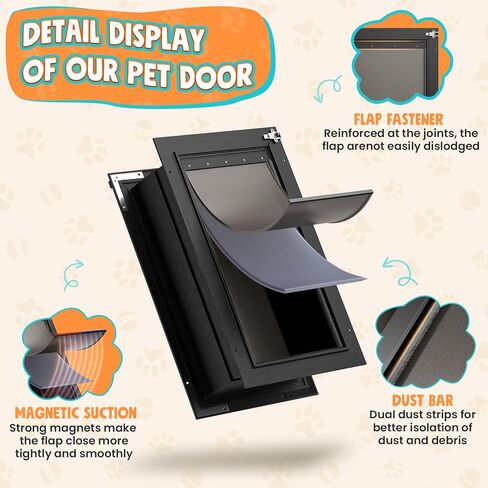 3-Flap Dog Door for Wall, All Aluminum Large Doggy Door for Wall, Heavy Duty Pet Door with Dual Locks, Extreme Weather Doggie Door for Interior Exterior Wall, Pets Up to 110LB in Saudi Arabia