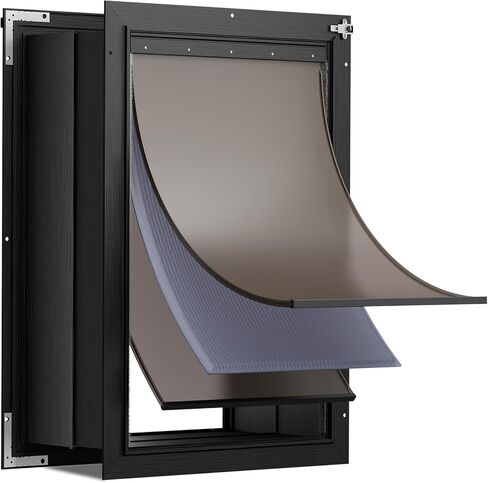 3-Flap Dog Door for Wall, All Aluminum Large Doggy Door for Wall, Heavy Duty Pet Door with Dual Locks, Extreme Weather Doggie Door for Interior Exterior Wall, Pets Up to 110LB in Saudi Arabia