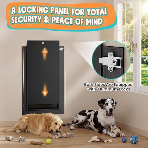 3-Flap Dog Door for Wall, All Aluminum Large Doggy Door for Wall, Heavy Duty Pet Door with Dual Locks, Extreme Weather Doggie Door for Interior Exterior Wall, Pets Up to 110LB in Saudi Arabia