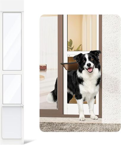 Dog Door for Sliding Glass Door, Adjustable Height 75 4/5" to 80 3/10" Sliding Door Pet Door Insert, Suitable for Dogs Up to 75 lbs, Large, White in Kuwait