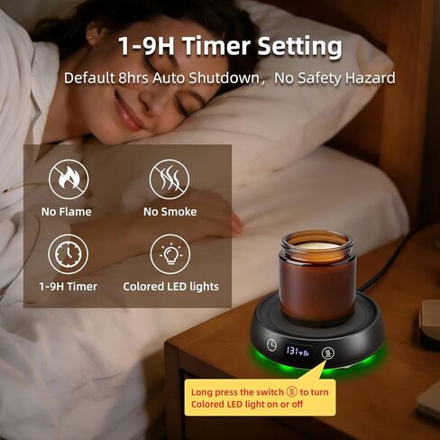 Coffee Mug Warmer with Cute Cat Mug Set, 8H Auto Shut Off Electric Cup Warmer for Desk Office Home, 1-9H Delay Start Timer Candle Beverage Coffee Warmer with 3 Temperature Setting, Ideas for Women Men in Saudi Arabia