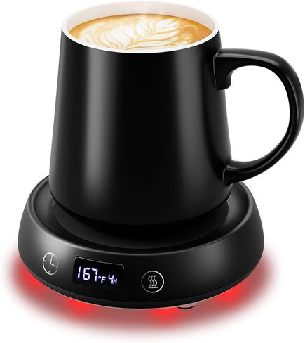 Coffee Mug Warmer with Cute Cat Mug Set, 8H Auto Shut Off Electric Cup Warmer for Desk Office Home, 1-9H Delay Start Timer Candle Beverage Coffee Warmer with 3 Temperature Setting, Ideas for Women Men in Saudi Arabia