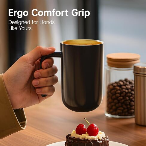 FEPPO Coffee Mug Warmer, 16oz Heated Coffee Mug with Titanium Coating, Real-Time Digital Display, Built-in 2600mAh Battery with Charging Base, Temperature Control Smart Mug, Great Gift for Women/Men in Kuwait