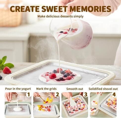 Rolled Ice Cream Maker, Instant Ice Cream Maker, Instant Cold Plate Ice Cream Maker with 2 Scrapers Frozen Yogurt Rolls Tray Homemade DIY Smoothies, Ideal for Family Activities in Kuwait