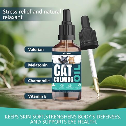 Cat Anxiety Relief Drops - Natural Stress Relief for Anxious Cats, Soothes Loud Noise & Separation Anxiety, Promotes Deep Sleep, Safe for All Breeds & Ages in Kuwait