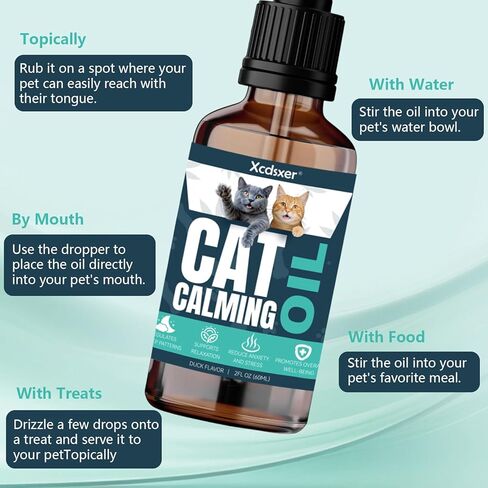 Cat Anxiety Relief Drops - Natural Stress Relief for Anxious Cats, Soothes Loud Noise & Separation Anxiety, Promotes Deep Sleep, Safe for All Breeds & Ages in Kuwait
