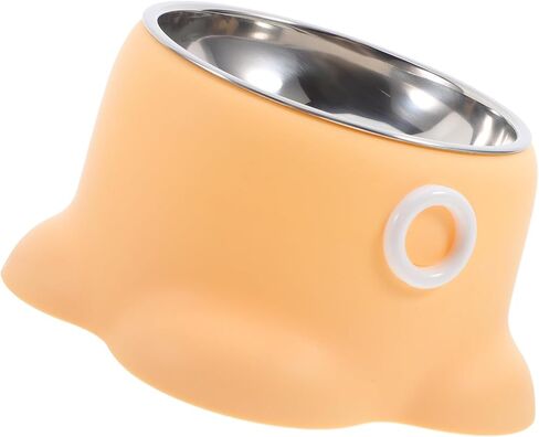 DOITOOL Non-tip Stainless Steel Pet Bowl Octopus Shape Spill-Proof Cat Feeding Dish for Indoor Outdoor Use Portable Puppy Food Tray in Lemon Yellow in Kuwait