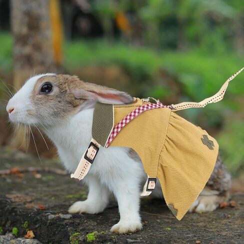 Luxshiny Small Pet Vest Leash Adjustable Harness for Rabbits Hamsters Guinea Pigs Lightweight Breathable Outdoor Walking Strap S Size Light Coffee in Kuwait