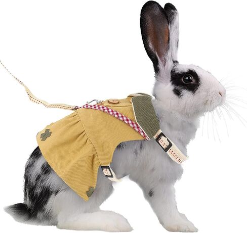 Luxshiny Small Pet Vest Leash Adjustable Harness for Rabbits Hamsters Guinea Pigs Lightweight Breathable Outdoor Walking Strap S Size Light Coffee in Kuwait