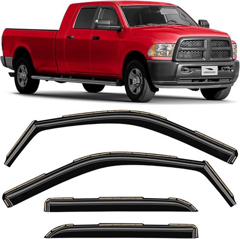 Voron Glass in-Channel Extra Durable Rain Guards for Ram 2500/3500 2011-2024 Mega Cab, Window Deflectors, Vent Window Visors, 4 Pieces - 200547 in Saudi Arabia