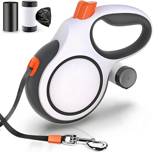 Retractable Dog Leash 26ft Heavy-Duty for Medium & Large Dogs - Upgraded Lock, Tangle-Free, Ergonomic Grip - Perfect for Walking, Running, Outdoor Training (White) in Kuwait
