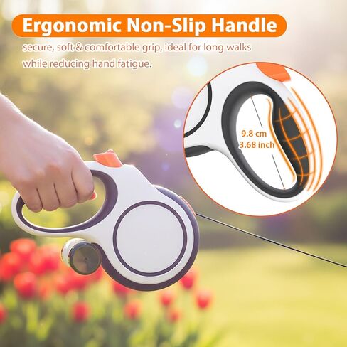 Retractable Dog Leash 26ft Heavy-Duty for Medium & Large Dogs - Upgraded Lock, Tangle-Free, Ergonomic Grip - Perfect for Walking, Running, Outdoor Training (White) in Kuwait