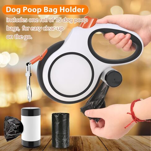 Retractable Dog Leash 26ft Heavy-Duty for Medium & Large Dogs - Upgraded Lock, Tangle-Free, Ergonomic Grip - Perfect for Walking, Running, Outdoor Training (White) in Kuwait