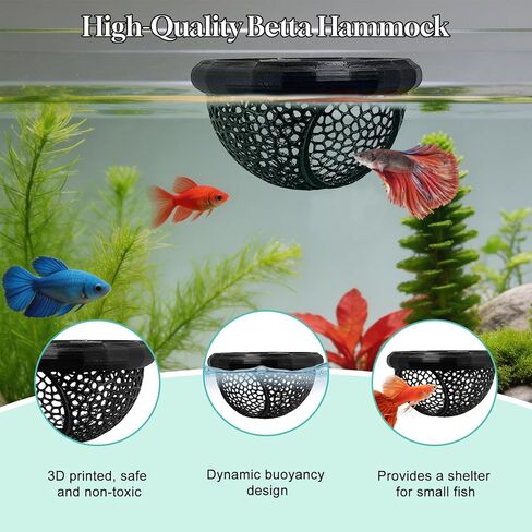 Floating Betta Hammock & Fish Toys Set,7Pcs Betta Fish Tank Accessories Mirror and Exercise Ring with Leaf Hammock Simulates Natural Habitat Comfortable Resting for Betta, Shrimp & Small Fish in Kuwait