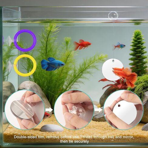 Floating Betta Hammock & Fish Toys Set,7Pcs Betta Fish Tank Accessories Mirror and Exercise Ring with Leaf Hammock Simulates Natural Habitat Comfortable Resting for Betta, Shrimp & Small Fish in Kuwait