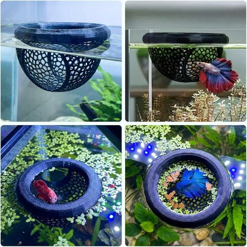 Floating Betta Hammock & Fish Toys Set,7Pcs Betta Fish Tank Accessories Mirror and Exercise Ring with Leaf Hammock Simulates Natural Habitat Comfortable Resting for Betta, Shrimp & Small Fish in Kuwait