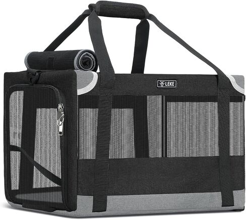 Lekereise Cat Carrier Stable، حامل الحيوانات الأليفة بإطار فولاذي قوي، حاملات الكلاب الآمنة للسفر بالسيارة، حقيبة حمل الكلاب والقطط الصغيرة المتوسطة الناعمة الجوانب للحيوانات الأليفة التي يصل وزنها إلى 15 رطلاً in Kuwait