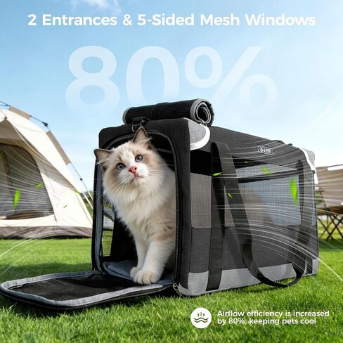 Lekereise Cat Carrier Stable، حامل الحيوانات الأليفة بإطار فولاذي قوي، حاملات الكلاب الآمنة للسفر بالسيارة، حقيبة حمل الكلاب والقطط الصغيرة المتوسطة الناعمة الجوانب للحيوانات الأليفة التي يصل وزنها إلى 15 رطلاً in Kuwait