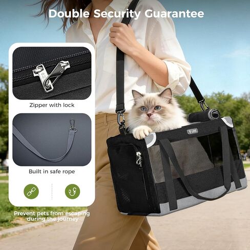Lekereise Cat Carrier Stable، حامل الحيوانات الأليفة بإطار فولاذي قوي، حاملات الكلاب الآمنة للسفر بالسيارة، حقيبة حمل الكلاب والقطط الصغيرة المتوسطة الناعمة الجوانب للحيوانات الأليفة التي يصل وزنها إلى 15 رطلاً in Kuwait