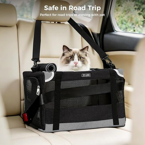 Lekereise Cat Carrier Stable، حامل الحيوانات الأليفة بإطار فولاذي قوي، حاملات الكلاب الآمنة للسفر بالسيارة، حقيبة حمل الكلاب والقطط الصغيرة المتوسطة الناعمة الجوانب للحيوانات الأليفة التي يصل وزنها إلى 15 رطلاً in Kuwait