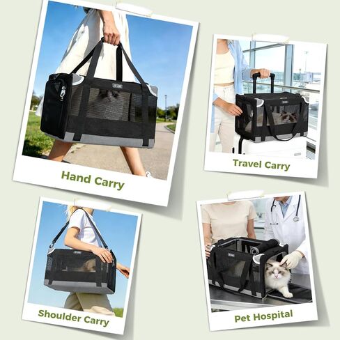 Lekereise Cat Carrier Stable، حامل الحيوانات الأليفة بإطار فولاذي قوي، حاملات الكلاب الآمنة للسفر بالسيارة، حقيبة حمل الكلاب والقطط الصغيرة المتوسطة الناعمة الجوانب للحيوانات الأليفة التي يصل وزنها إلى 15 رطلاً in Kuwait