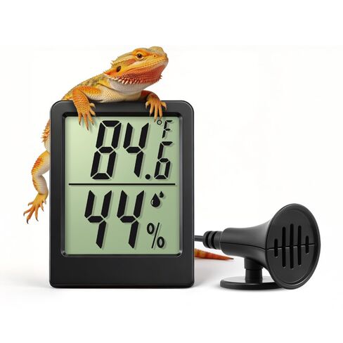 مقياس حرارة الزواحف الرطوبة LCD ميزان الحرارة الرقمي تررم ومقياس الرطوبة 2 في 1 مراقب درجة الحرارة والرطوبة لملحقات خزان ثعبان الزواحف صندوق تربية الحيوانات الأليفة التنين الملتحي in Kuwait