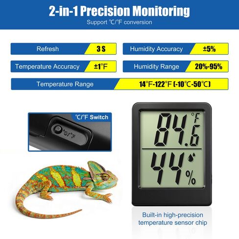 مقياس حرارة الزواحف الرطوبة LCD ميزان الحرارة الرقمي تررم ومقياس الرطوبة 2 في 1 مراقب درجة الحرارة والرطوبة لملحقات خزان ثعبان الزواحف صندوق تربية الحيوانات الأليفة التنين الملتحي in Kuwait