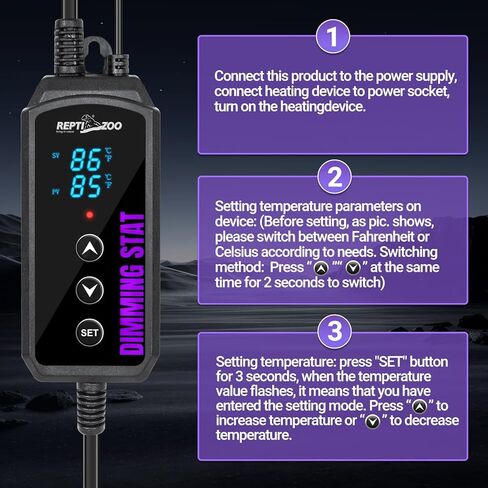 repti حديقة الحيوان ترموستات يعتم الزواحف، وحدة تحكم في درجة الحرارة pid مع شاشة رقمية led، ترموستات الزواحف لمصباح الحرارة الزواحف وسخانات حصيرة، وظيفة الذاكرة in Kuwait