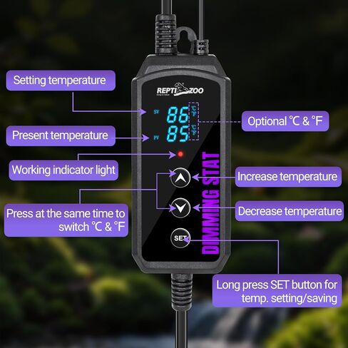 repti حديقة الحيوان ترموستات يعتم الزواحف، وحدة تحكم في درجة الحرارة pid مع شاشة رقمية led، ترموستات الزواحف لمصباح الحرارة الزواحف وسخانات حصيرة، وظيفة الذاكرة in Kuwait