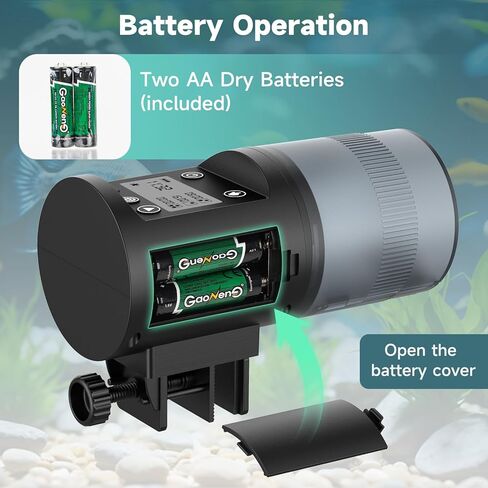 AQQA Automatic Fish Feeder for Aquarium, 200ml Large Capacity Moisture-Proof Fish Feeder Automatic Dispenser with LCD Timer, Battery Operated Auto Fish Feeder for Betta, Turtle, Fish, Koi, Small Tank in Kuwait