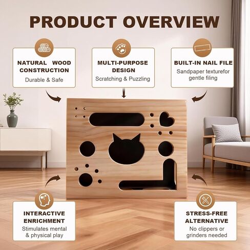 2026 New Model Cat Nail File Enrichment Box Cat Nail File Box with Sandpaper Stress-Free Alternative to Trimming Nails, Cat Toys Interactive for Indoor Cats Nail Scratcher in Kuwait