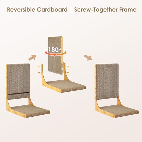 EHEYCIGA 2-Pack Cat Scratcher، وسادة خدش من الورق المقوى على شكل حرف L مقاس 25.6 بوصة للقطط الداخلية، لوح خدش عمودي للقطط مع لعبة كرة، واقي الأثاث، تصميم ذو وجهين لحياة مزدوجة، كبير in Kuwait