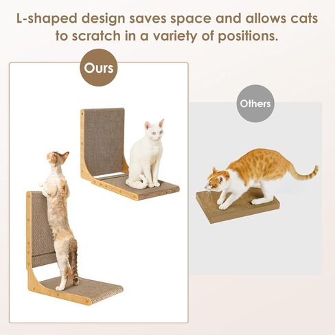 EHEYCIGA 2-Pack Cat Scratcher، وسادة خدش من الورق المقوى على شكل حرف L مقاس 25.6 بوصة للقطط الداخلية، لوح خدش عمودي للقطط مع لعبة كرة، واقي الأثاث، تصميم ذو وجهين لحياة مزدوجة، كبير in Kuwait