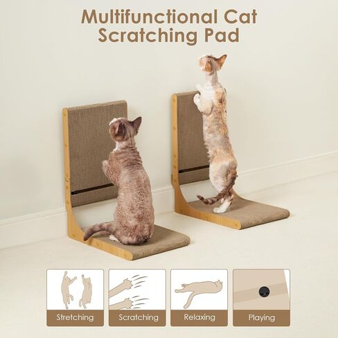 EHEYCIGA 2-Pack Cat Scratcher، وسادة خدش من الورق المقوى على شكل حرف L مقاس 25.6 بوصة للقطط الداخلية، لوح خدش عمودي للقطط مع لعبة كرة، واقي الأثاث، تصميم ذو وجهين لحياة مزدوجة، كبير in Kuwait