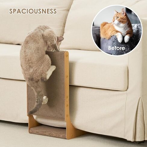 EHEYCIGA 2-Pack Cat Scratcher، وسادة خدش من الورق المقوى على شكل حرف L مقاس 25.6 بوصة للقطط الداخلية، لوح خدش عمودي للقطط مع لعبة كرة، واقي الأثاث، تصميم ذو وجهين لحياة مزدوجة، كبير in Kuwait