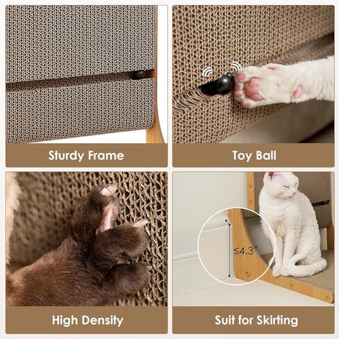 EHEYCIGA 2-Pack Cat Scratcher، وسادة خدش من الورق المقوى على شكل حرف L مقاس 25.6 بوصة للقطط الداخلية، لوح خدش عمودي للقطط مع لعبة كرة، واقي الأثاث، تصميم ذو وجهين لحياة مزدوجة، كبير in Kuwait