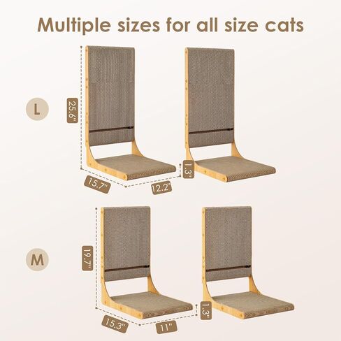 EHEYCIGA 2-Pack Cat Scratcher، وسادة خدش من الورق المقوى على شكل حرف L مقاس 25.6 بوصة للقطط الداخلية، لوح خدش عمودي للقطط مع لعبة كرة، واقي الأثاث، تصميم ذو وجهين لحياة مزدوجة، كبير in Kuwait