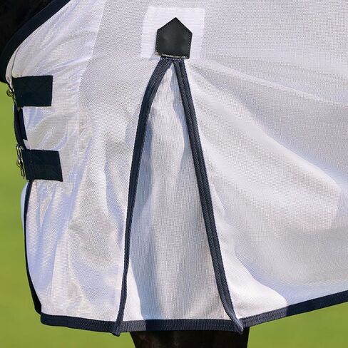 Saxon Mesh with Belly Wrap Fly Sheet, White/Navy, 75" in Kuwait