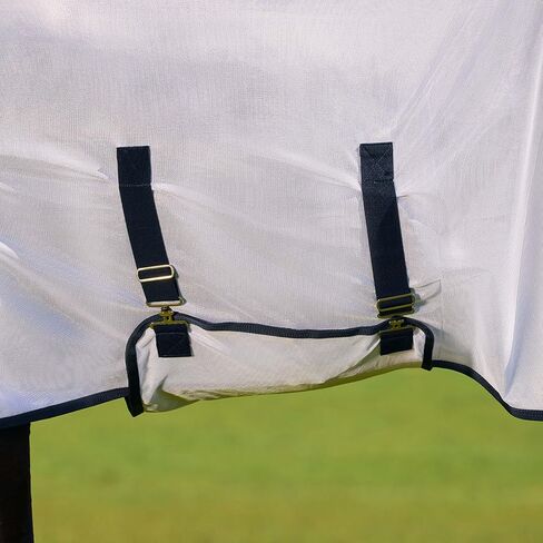 Saxon Mesh with Belly Wrap Fly Sheet, White/Navy, 75" in Kuwait