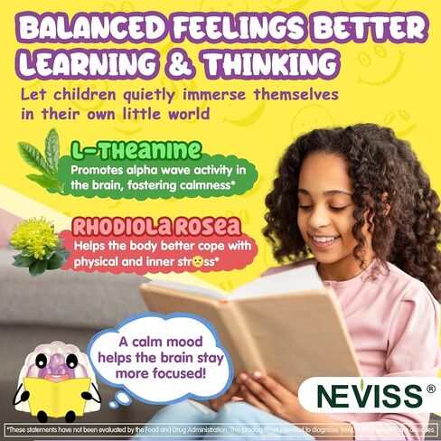Focus & Energy Gummies for Kids 4+ & Teens ، ملحق الدماغ للأطفال مع الطحالب أوميغا 3 ، ميثيل B6 & B12 ، L-theanine ، L-tyrosine ، الفوسفاتيديل السيرين للانتباه ، الذاكرة ، nootropic ، 60cts خالية من السكر in Saudi Arabia