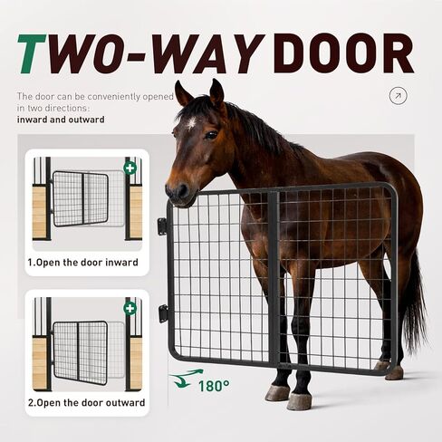 Horse Stall Gate 48 Inch Wide Compatible with Livestock Enclosures Steel Powder Coated Gray in Kuwait