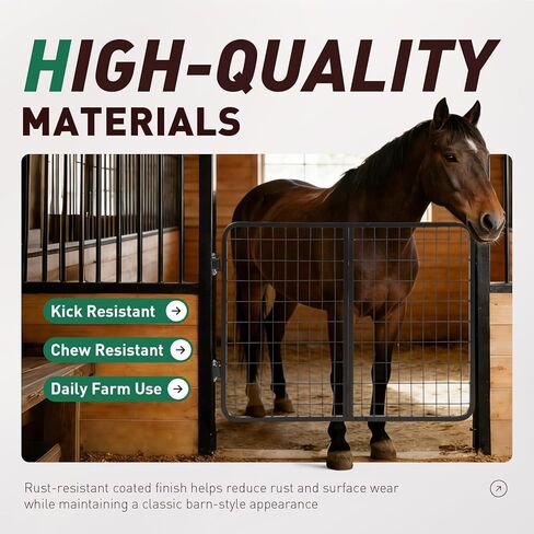 Horse Stall Gate 48 Inch Wide Compatible with Livestock Enclosures Steel Powder Coated Gray in Kuwait