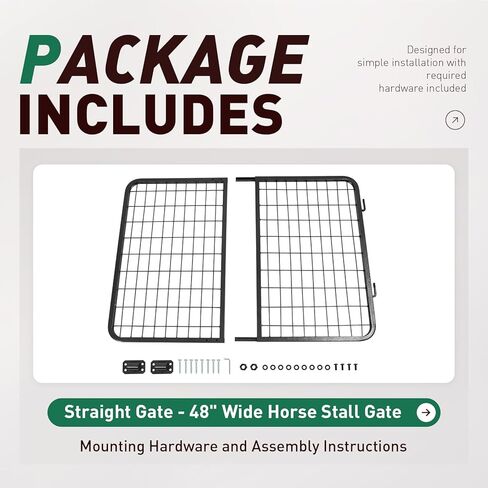 Horse Stall Gate 48 Inch Wide Compatible with Livestock Enclosures Steel Powder Coated Gray in Kuwait