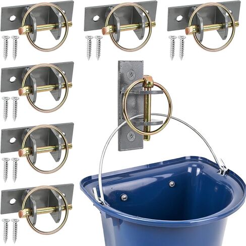SOUJOY 6 Pcs Water Bucket Hook for Horse, Heavy Duty Metal Feed Bucket Hook with Pin, Wall Mounted Hangers for Horse Stalls Stable Barn Farmhouse Supplies in Kuwait