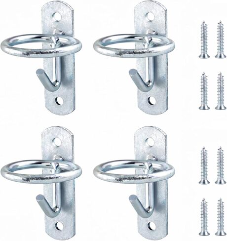 Horse Stall Bucket Hooks, Heavy Duty Metal Ring Bucket Hangers with J-Hook, Wall Mounted Water Feed Bucket Holder for Barn, Stable & Fence, Includes Screws, 4-Pack in Kuwait