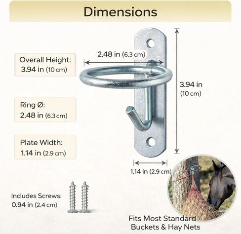 Horse Stall Bucket Hooks, Heavy Duty Metal Ring Bucket Hangers with J-Hook, Wall Mounted Water Feed Bucket Holder for Barn, Stable & Fence, Includes Screws, 4-Pack in Kuwait