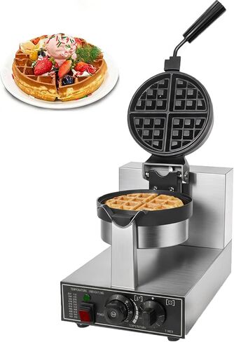 Commercial Waffle Maker 1300W Non-Stick Waffle Iron Rotatable 180° Waffle Baker Machine With Temp and Time Control for Bakery Snack Bar Family in Kuwait