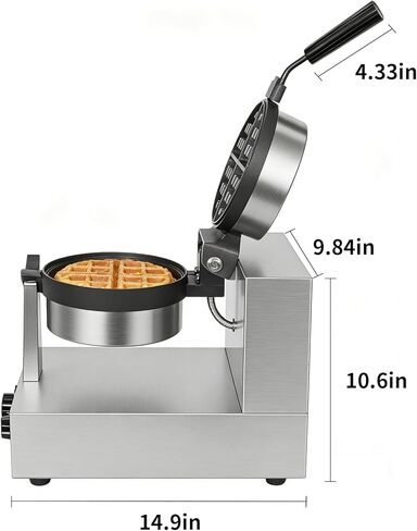 Commercial Waffle Maker 1300W Non-Stick Waffle Iron Rotatable 180° Waffle Baker Machine With Temp and Time Control for Bakery Snack Bar Family in Kuwait