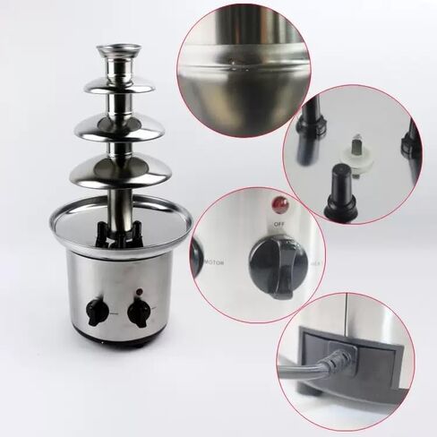 4 Tier Chocolate Fountain Machine, 110V Electric Chocolate Fountain Machine for Nacho Cheese, Commercial Stainless Steel Waterfall Chocolate Melting Machine with Knob Control for Parties & Wedding in Kuwait
