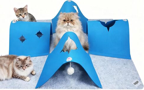 Cat Toys Tunnel for Indoor Cats, Interactive Cat Enrichment Furniture with Plush Ball for Small Animals Pets, Kittens, Rabbit Cave Accessories in Kuwait